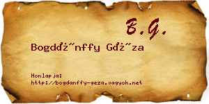 Bogdánffy Géza névjegykártya