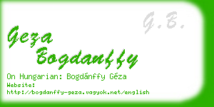 geza bogdanffy business card